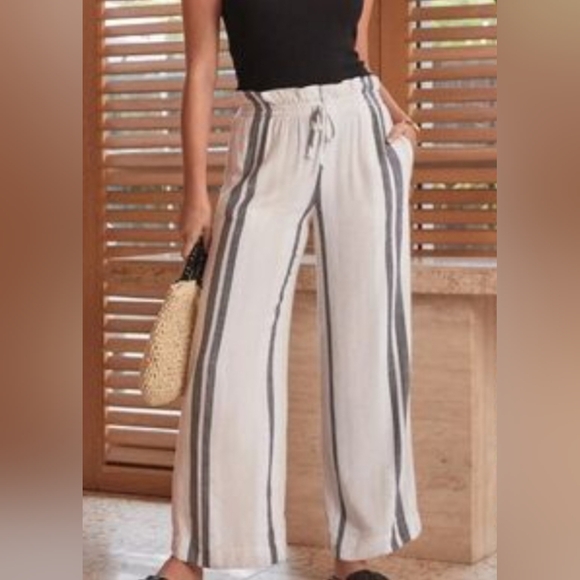 Cloth & Stone Gray Striped Wide-Leg Pants - Picture 5 of 6